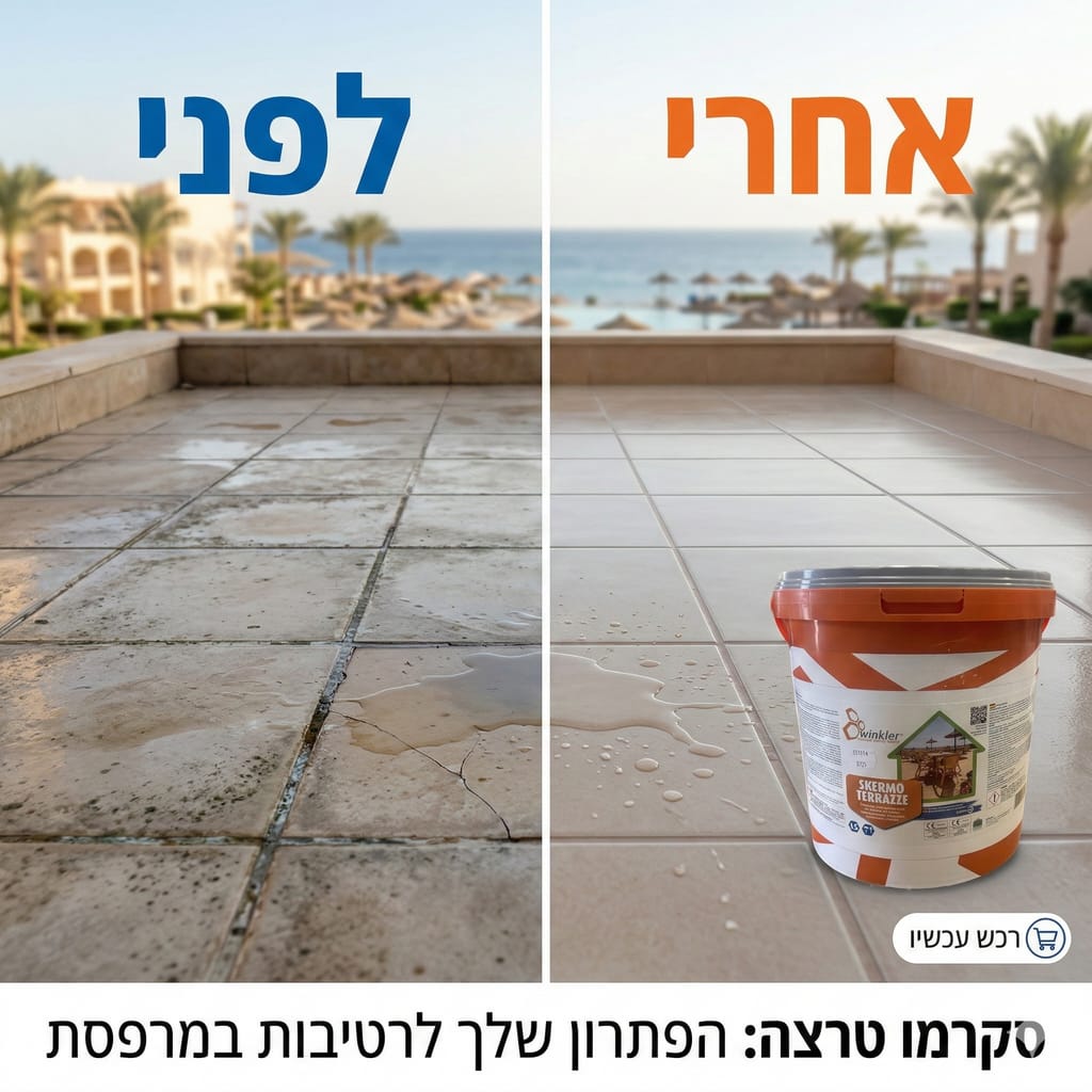 איטום מרפסת מרוצפת באמצעות סקרמו טרצה